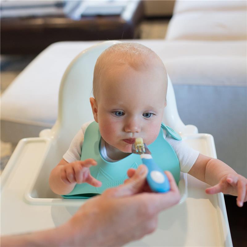 Dr. Brown's 2Pk Soft-Grip Spoon and Fork Utensil Set, Safe Silverware for Toddlers, Blue, 12M+ Image 4