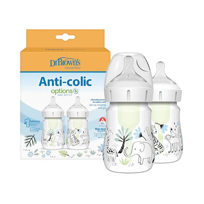 Dr. Brown's - 5Oz/150Ml Options+ Wide-Neck Designer Bottles, Jungle Designs, 2-Pack Image 1