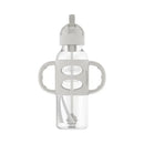 Gray 8 oz narrow sippy spout bottle with silicone handles, designed for easy gripping by toddlers.