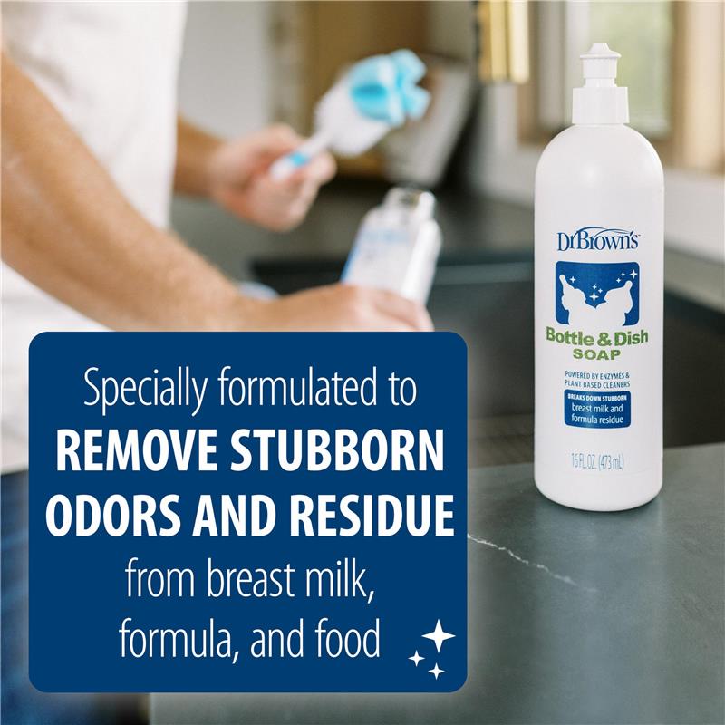Dr. Brown's Bottle & Dish Soap for Baby Bottles and Baby Accessories, Fragrance-Free, 16 Oz Image 2