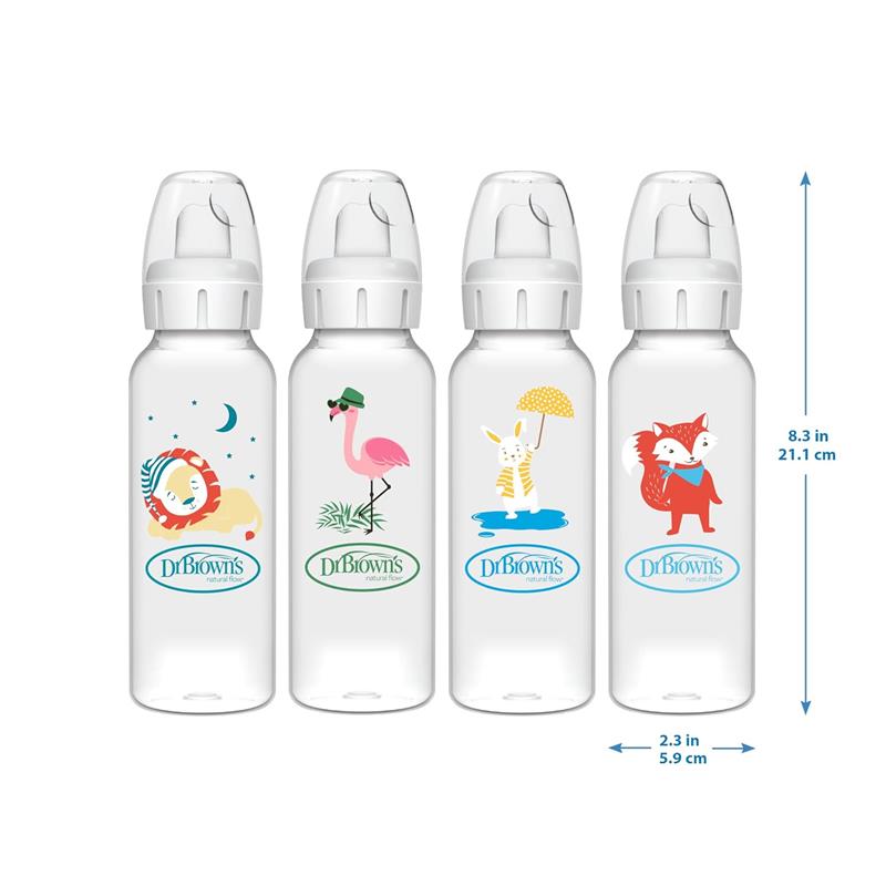 Dr. Brown's Milestones Narrow Sippy Bottle, 100% Silicone Soft Sippy Spout, 8oz/250mL, 6M+, Fox Image 5