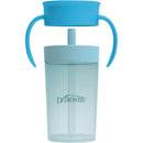 Toddler training cup set in ocean blue with spill-proof design, featuring handles and a straw for easy drinking.