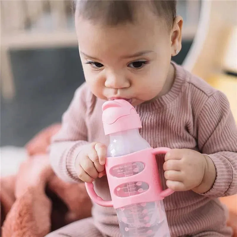 Dr. Brown's - 8Oz Narrow Sippy Straw Bottles W/ Silicone Handles, Pink Image 2