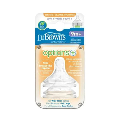 Dr. Brown's - 2Pk Options+ 4 Level Wide-Neck Silicone Bottle Nipples Image 2