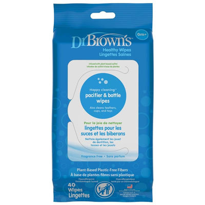 Dr. Brown - 40 Count Bottle & Pacifier Healthy Wipes, Safely Clean Bottles, Hypoallergenic Image 1