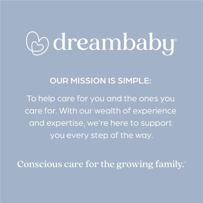 Dreambaby brand message highlighting their mission to support families with care and expertise.