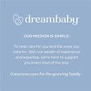 Dreambaby branding with mission statement emphasizing care for families, including support and expertise.