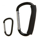 Dreambaby Stroller Hooks - 2 Pack featuring two carabiner-style hooks with a soft grip handle and a sturdy metal frame.