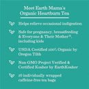 Organic Heartburn Tea by Earth Mama, featuring 16 caffeine-free tea bags and certifications for safety and organic quality.