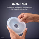 Ultra-soft, lightweight silicone cup being held, promoting comfort for the Elvie Stride 2 Double Electric Breast Pump.