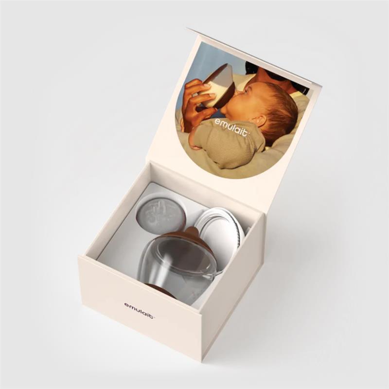 Emulait Classic Bottle with Deep Nipple Shape and color packaging, featuring a photo of a baby feeding.