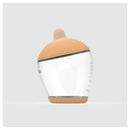 Classic bottle nipple by Emulait, featuring a transparent body and a light brown nipple shape.