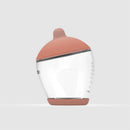 Classic bottle nipple in medium size, with a rose-colored silicone cap and a transparent body, ideal for feeding.