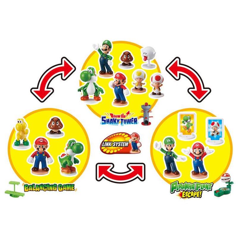 Epoch - Super Mario Balancing Game Ground Stage featuring characters like Mario, Luigi, and Yoshi in playful poses with game elements.