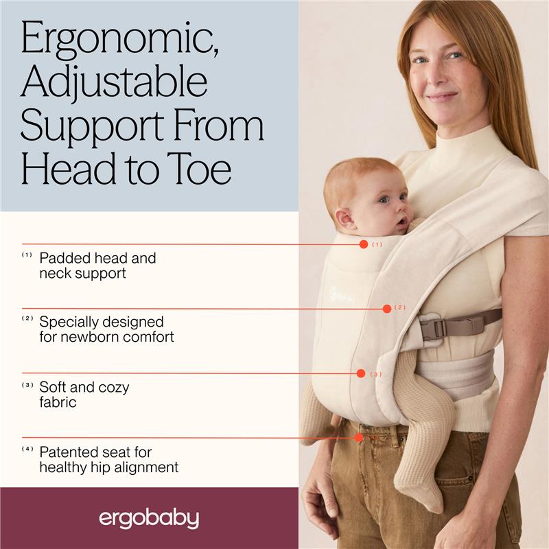 Ergobaby Embrace Newborn Baby Carrier in Canyon Clay, featuring ergonomic design, padded support, and a cozy fabric.