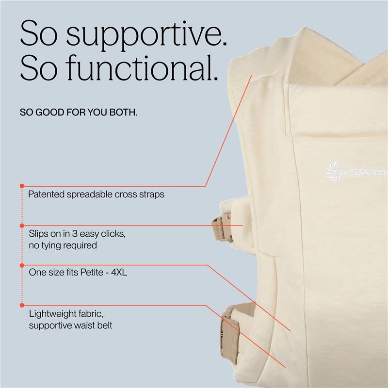 Ergobaby Embrace newborn carrier in Canyon Clay, featuring spreadable cross straps and lightweight fabric for comfort.