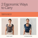Ergobaby Embrace Newborn Baby Carrier in Canyon Clay; features two carrying options for newborns, shown on models.