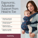 Ergobaby Omni Classic Baby Carrier in Midnight Blue, featuring adjustable head support, healthy hip alignment, and suitable for newborns to toddlers.