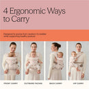 Ergobaby Omni Classic Baby Carrier in midnight blue, showcasing four ergonomic carrying positions: front carry, outward facing, back carry, and hip carry.