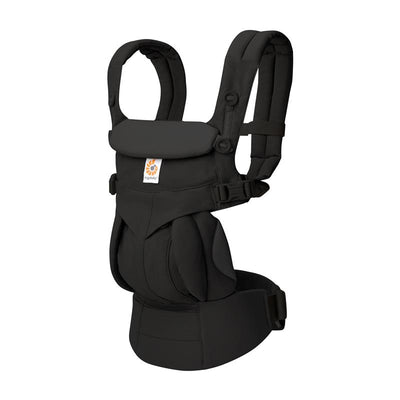 Ergobaby Omni Classic Baby Carrier in Pure Black with adjustable straps and a secure waist belt for carrying infants.