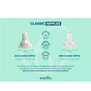 Classic nipples for Evenflo Feeding bottles, featuring old and new designs, labeled for slow, medium, and fast flow.