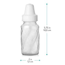 Evenflo Feeding 3-pack classic glass bottles, 4 oz, featuring a textured design and white caps.