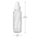 Evenflo Feeding Classic Glass Bottle, 8 oz, clear with white cap, featuring a wavy design and measurement marks.