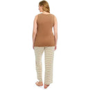 Maternity and nursing PJ pant set in mocha stripe, featuring a brown sleeveless top and striped pants, designed for comfort.