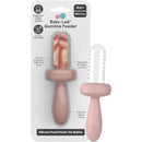 Baby-Led Gumline Feeder Straight Pack in blush, designed for infants 4 months and up, BPA-free, features a silicone pouch for safe feeding.