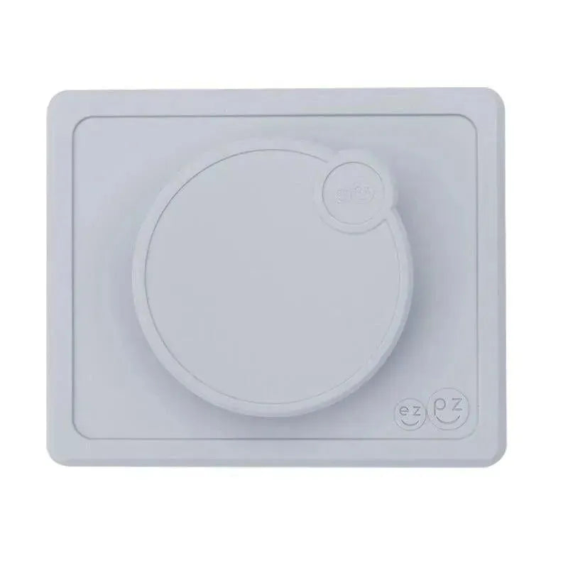 Mini Bowl Lid in Pewter color, featuring a circular design with the ezpz logo for spill-proof use.