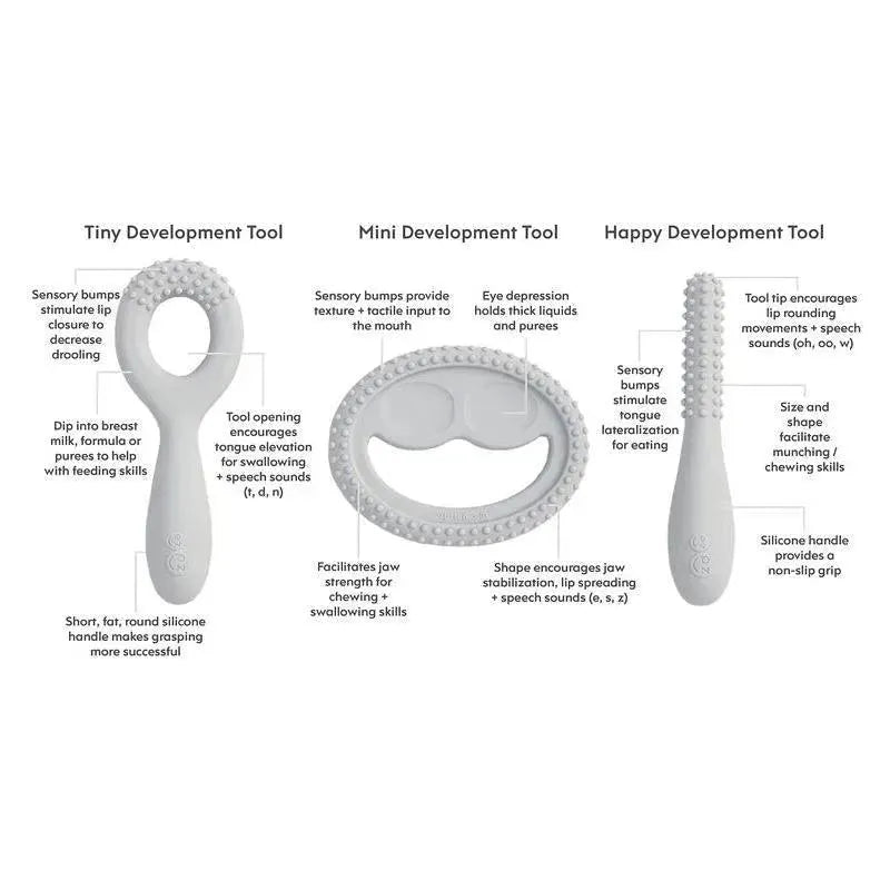 Ezpz Blush Oral Development Tools, including Tiny, Mini, and Happy tools, enhance feeding skills with sensory features.