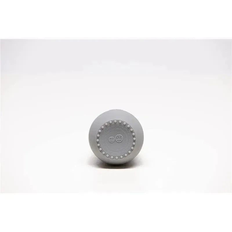 Pewter-colored Ezpz Tiny Cup with a circular base and raised textured dots for grip, designed for easy drinking.
