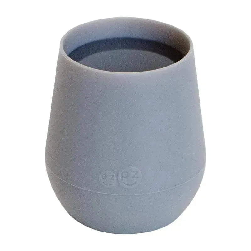 Silicone Tiny Cup by Ezpz in pewter color, designed for easy gripping and safe drinking.