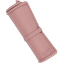 Tiny placemat in blush color, made of silicone, designed for easy clean-up during mealtime with children.