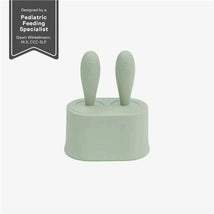 Ezpz Tiny Popsicle Mold Set in sage green with two wands, designed for children by a pediatric feeding specialist.
