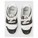Fendi Baby Babylace Up Velcro sneakers featuring a brown FF logo design and white accents.