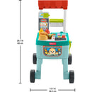 Colorful Fisher Price 4-in-1 Snack Cart Walker with food items, buttons, and an educational display for toddlers.