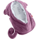 Plush purple monkey portable sound machine for babies, featuring buttons for sounds and a cozy, soft exterior.