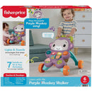 Fisher-Price Purple Monkey Baby Walker features vibrant colors, musical buttons, and engages toddlers in walking and learning activities.