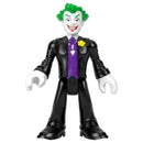 Fisher Price Imaginext toy of The Joker, featuring green hair, a black suit with a purple vest, and a playful grin.