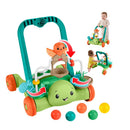 Kinetic Walker by Fisher Price features a turtle design with interactive elements, including a bird and colorful balls.