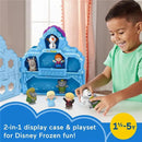 Fisher Price Little People Frozen 10th Anniversary carry case with playset featuring Elsa, Anna, Olaf, and others.