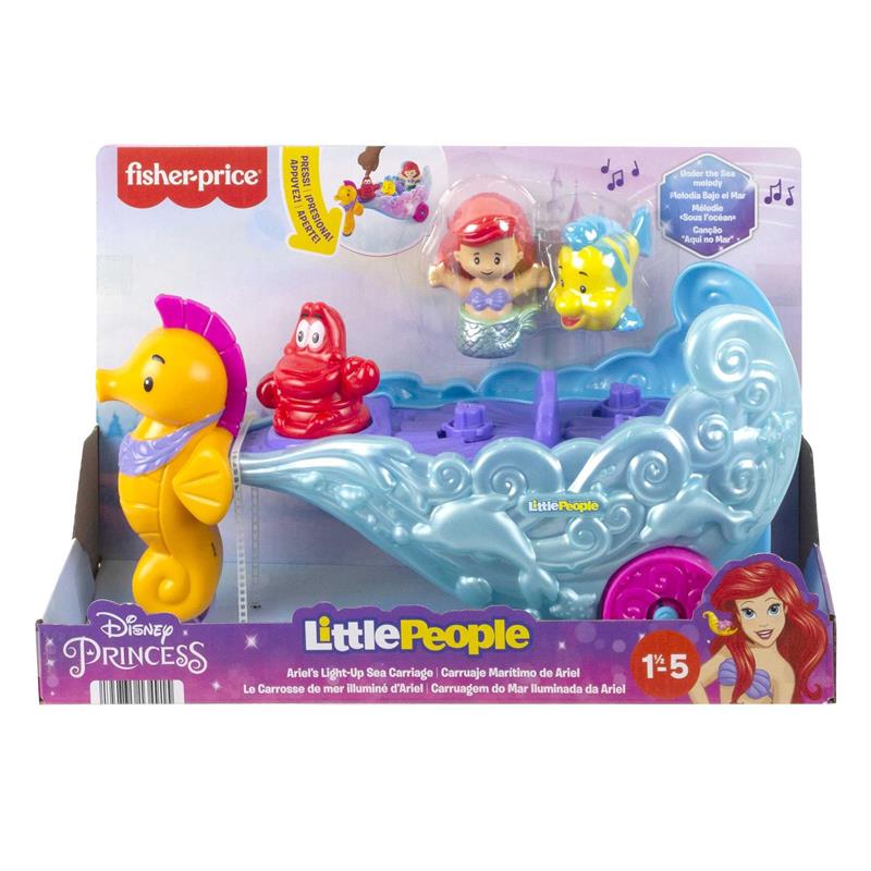 Fisher Price - Little People Toddler Toy Disney Princess Ariel's Light-Up Sea Carriage Musical Vehicle Image 6
