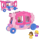 Fisher Price Little People Disney Princess Pull-Along Musical Carriage Playset with Belle and Rapunzel figures.