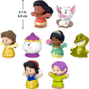 Fisher Price Little People Disney Princess Story Duos set featuring eight figurines: Moana, Belle, Tiana, Snow White, and friends.