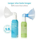 Frida Baby NoseFrida Saline Mist Nasal Inhaler, blue bottle with nozzle, provides relief for stuffy noses and sore throats.