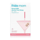 Frida Mom Breast Milk Alcohol Test Strips box, featuring a pink martini glass illustration and text about alcohol detection.