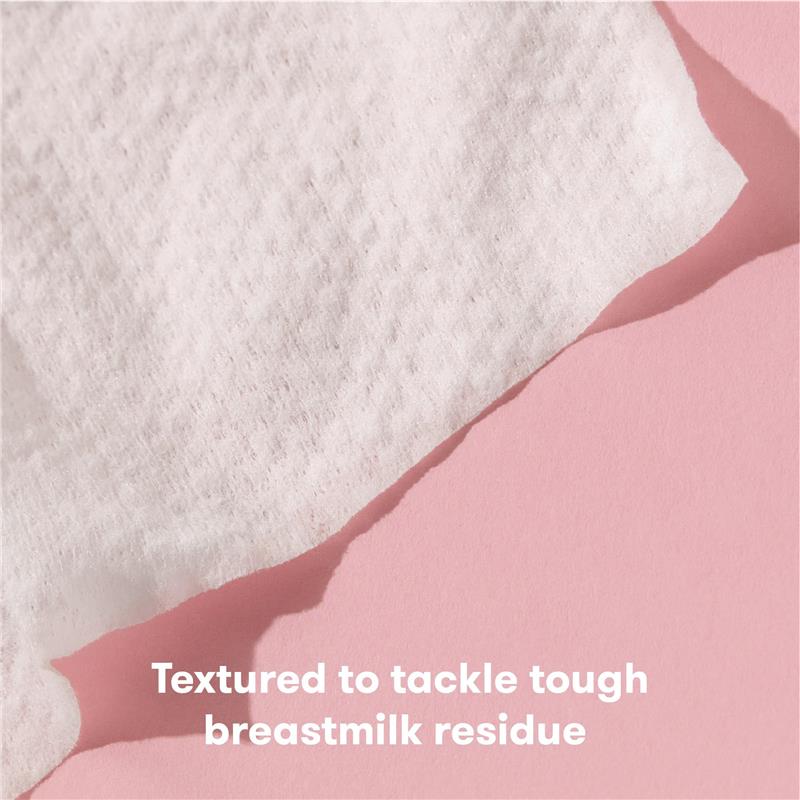 Textured breast pump wipes on a pink background, designed to remove tough breastmilk residue.