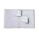 Postpartum abdominal support binder in light gray, featuring adjustable straps for comfort and support.