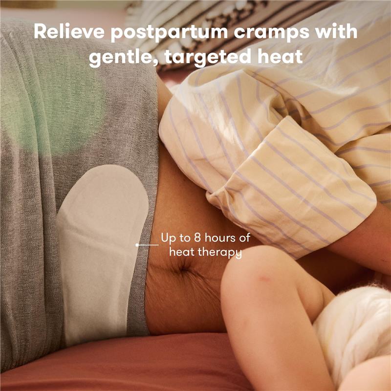 Frida Mom Uterine Recovery Heat Relief Patches apply targeted heat for postpartum cramps, providing up to 8 hours of relief.